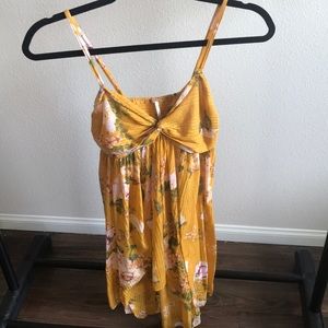 Free People Floral Sheer Dress Yellow